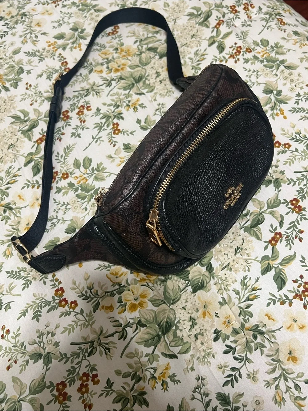 Coach Brown & Black Signature Canvas Belt Bag